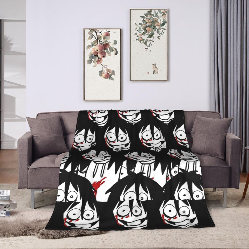 Jeff the killer invasion Flísové deky Měkká přehozová deka pro domácí dekoraci Cestování Kancelář Street Trend Přehoz na postel Potah na pohovku/postel