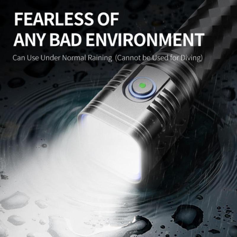 Rechargeable LED Flashlight with 3 Modes Type-C Fast Charging 4LED Torch Portable Flashlight for Night Work and Emergency Use