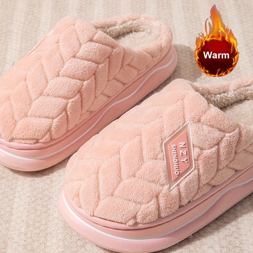 Autumn and Winter Women's Slippers Indoor Home Warmth and Slip-Resistant Thick Sole Plush Slippers Men's Couple Slippers
