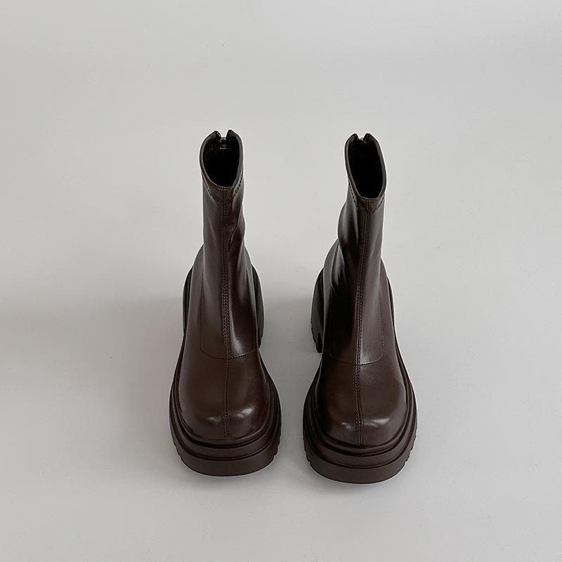 British Fashion Women's Martin Boots Versatile Thick-soled Heightening Boots Autumn and Winter Sleeve Slimming Temperament Elastic Boots