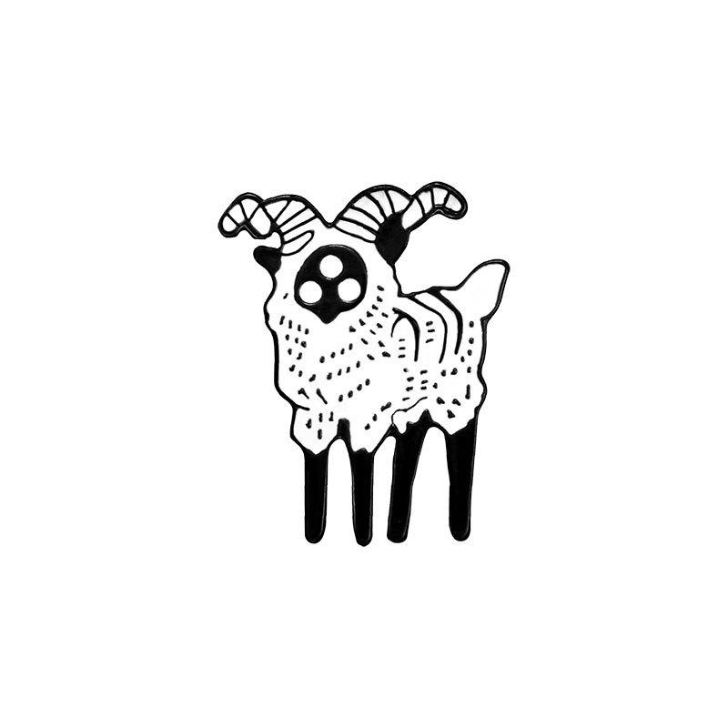 Three-eyed black goat brooch cartoon fashion versatile literary badge dripping oil exquisite anti-light
