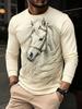 Men's T-Shirt Running Horse Graphic 3D Print Fashion Long Sleeve Crew Neck Unisex Tee Shirt Casual Summer Personality Men's Top