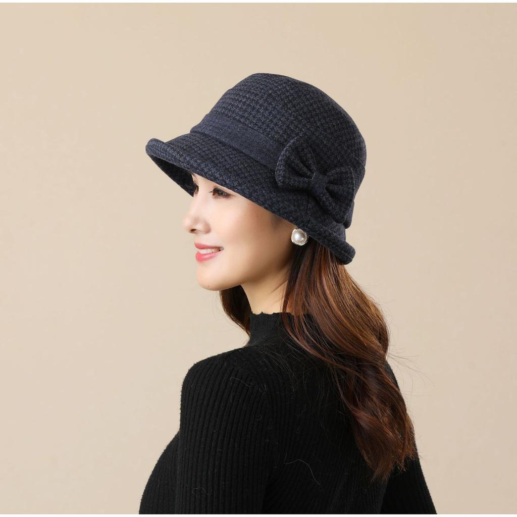 Autumn and Winter Hat Women's Thickened Woolen Bucket Hat Spring and Autumn Basin Hat Cloth Hat