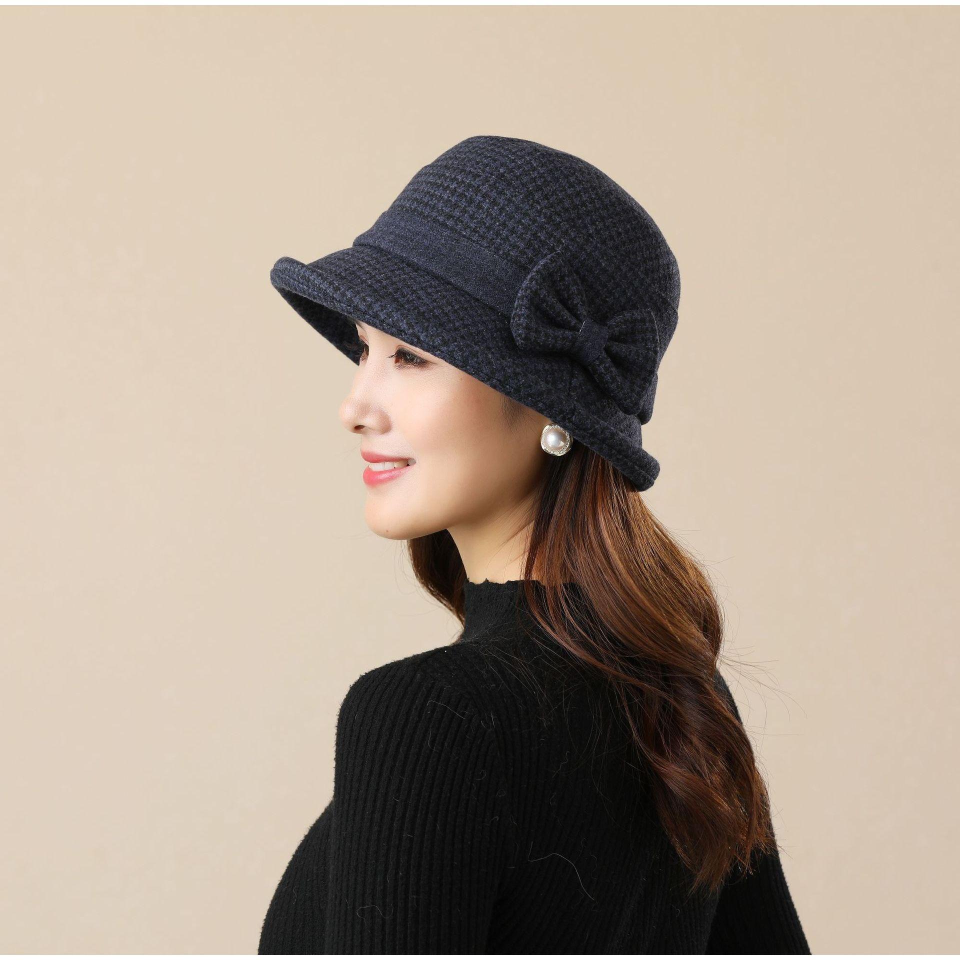 

Осенне-зимняя женская утолщенная шерстяная шляпа-ведро, весенне-осенняя шляпа-панама, тканевая шляпа тёмно-синий