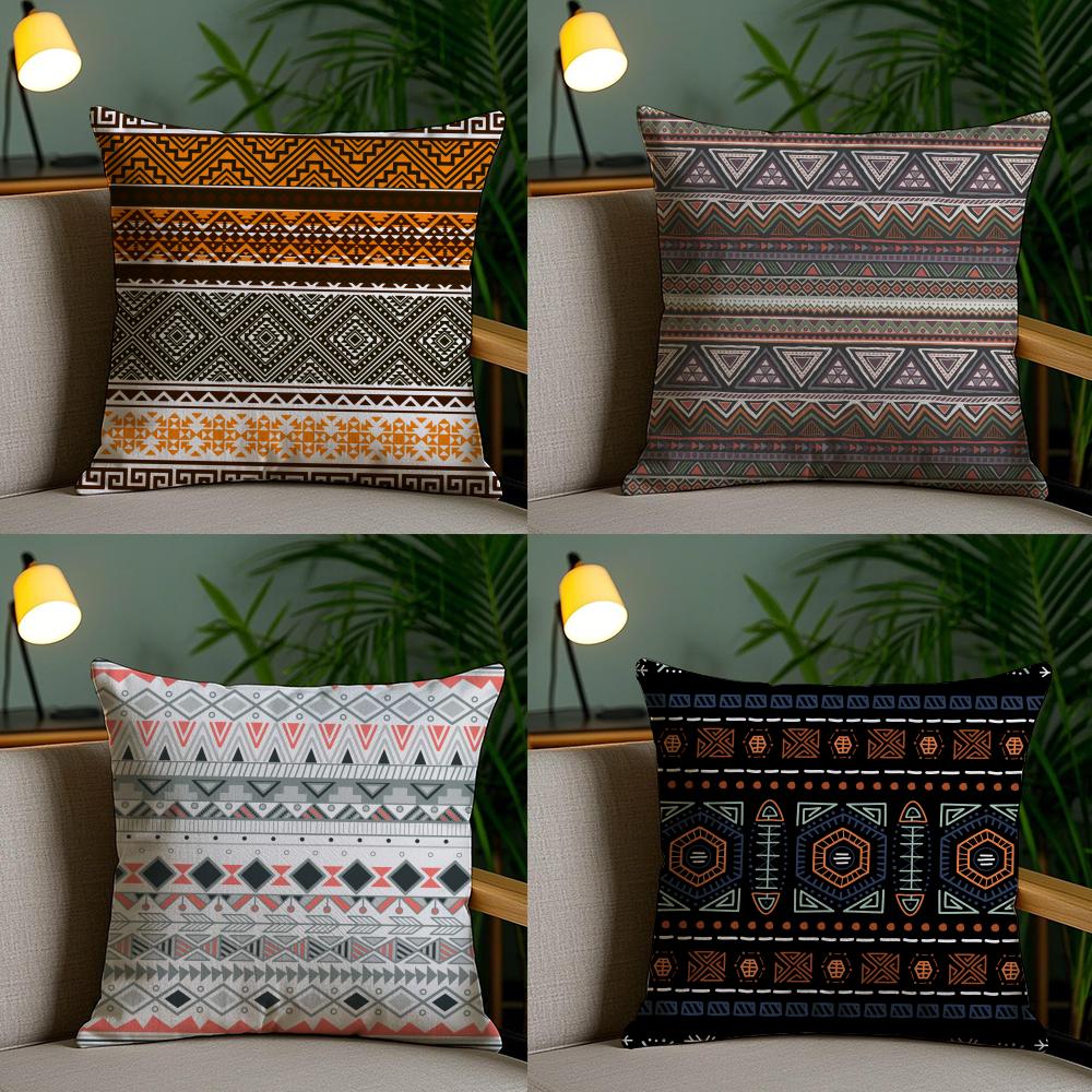 Aztec Ethnic Pattern Pillow Case Pillow Case Plush Fabric Soft Double Sided Print Home Sofa High Quality Cushion