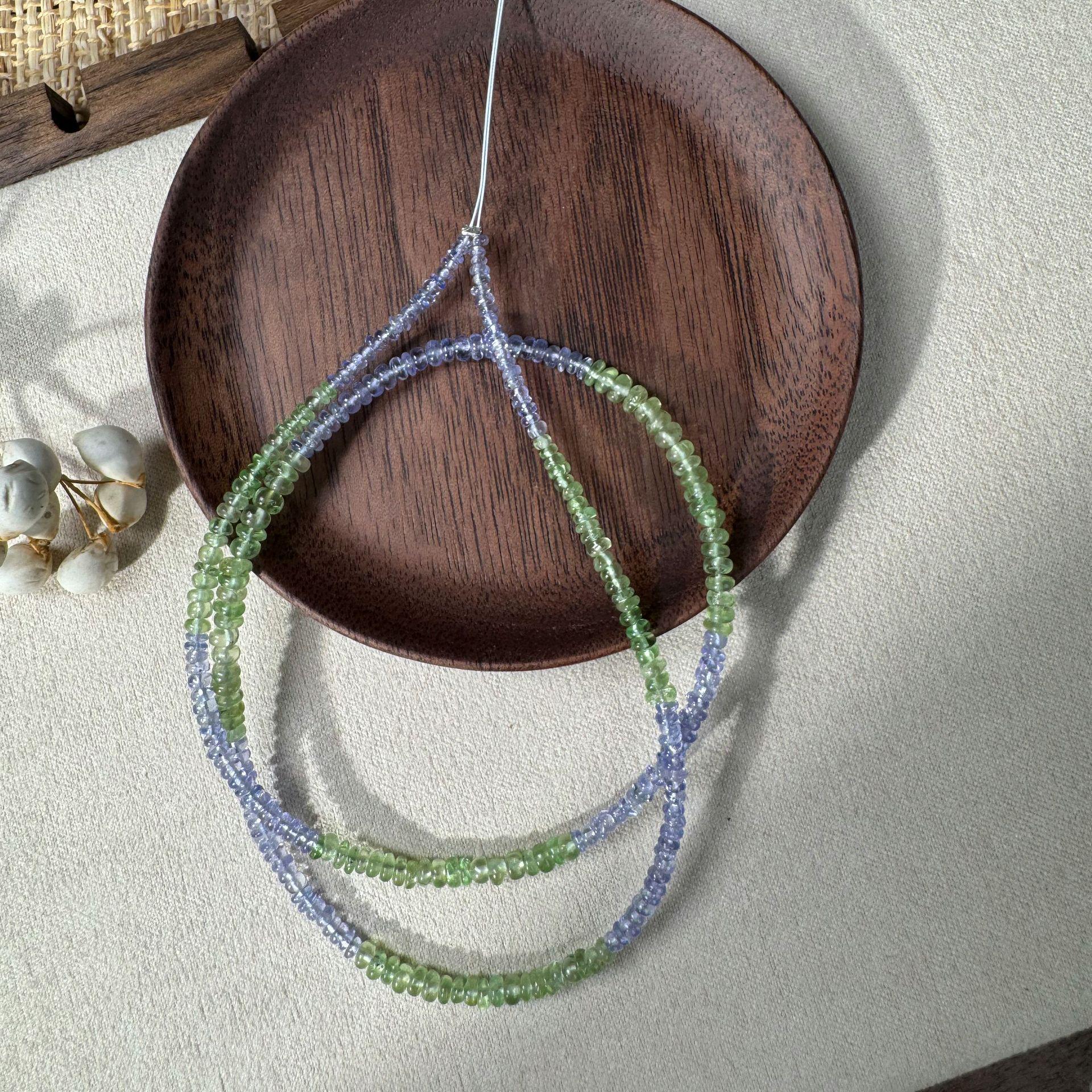 

Tanzanite & Tsavorite Beaded Necklace DIY Gemstone Bracelet Clavicle Chain Loose Beads