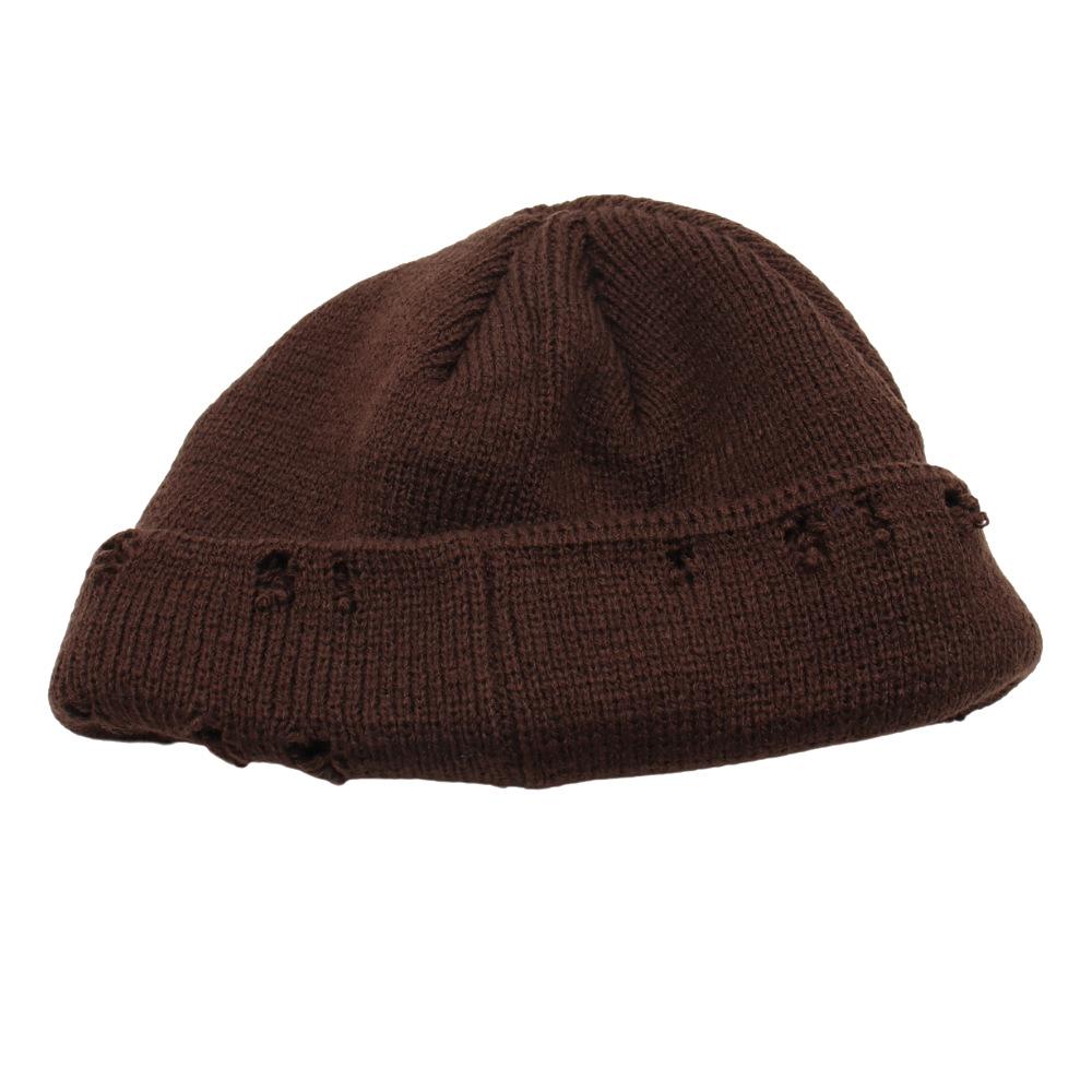 Hat Female Ins Harajuku Versatile Cold Hat Solid Color Hip Hop Retro Trendy Hole Flow Knitted Hat