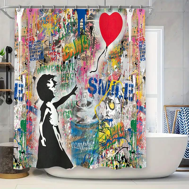 

Abstract Figure Shower Curtain Modern Art Deco Bathroom Decor Tapestry Backdrop Wall Hanging Canvas Print Home Textile W60H190(CM)-1 Pcs