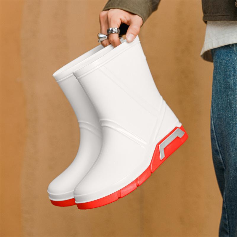 

Средние резиновые сапоги для кемпинга, нескользящие, нескользящие, резиновые сапоги для кухни, работы, водонепроницаемые сапоги для рыбалки 44 белый