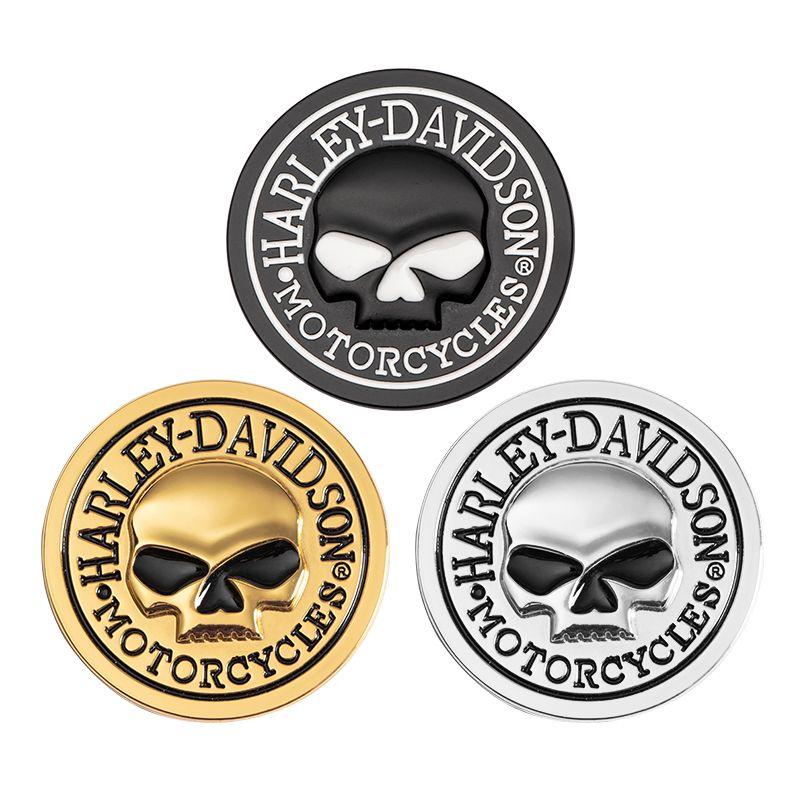 Skull round skull car logo 3D three-dimensional metal sticker retro body sticker scratch sticker modification label