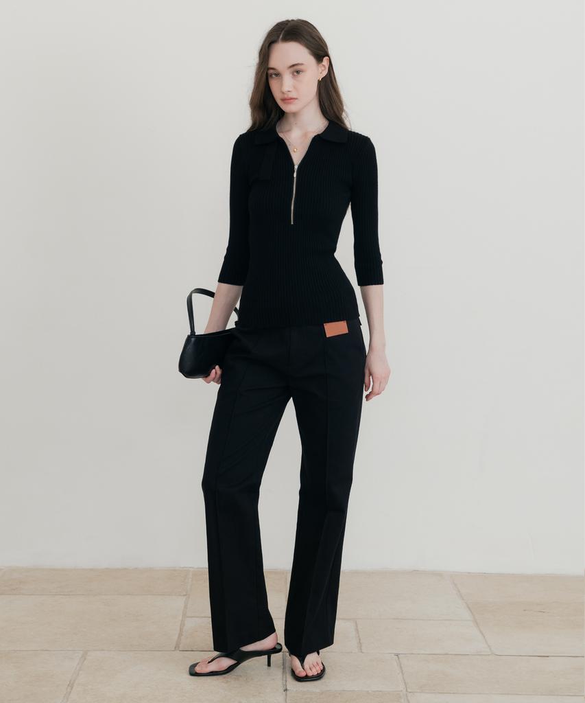 SSIN AND LEE (W) Lounge Half Knit Polo Shirt Black