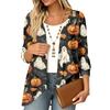 Women's Lightweight Cardigan with Halloween Print , Three-Quarter Sleeve , Relaxed Fit for Casual Halloween Outfits
