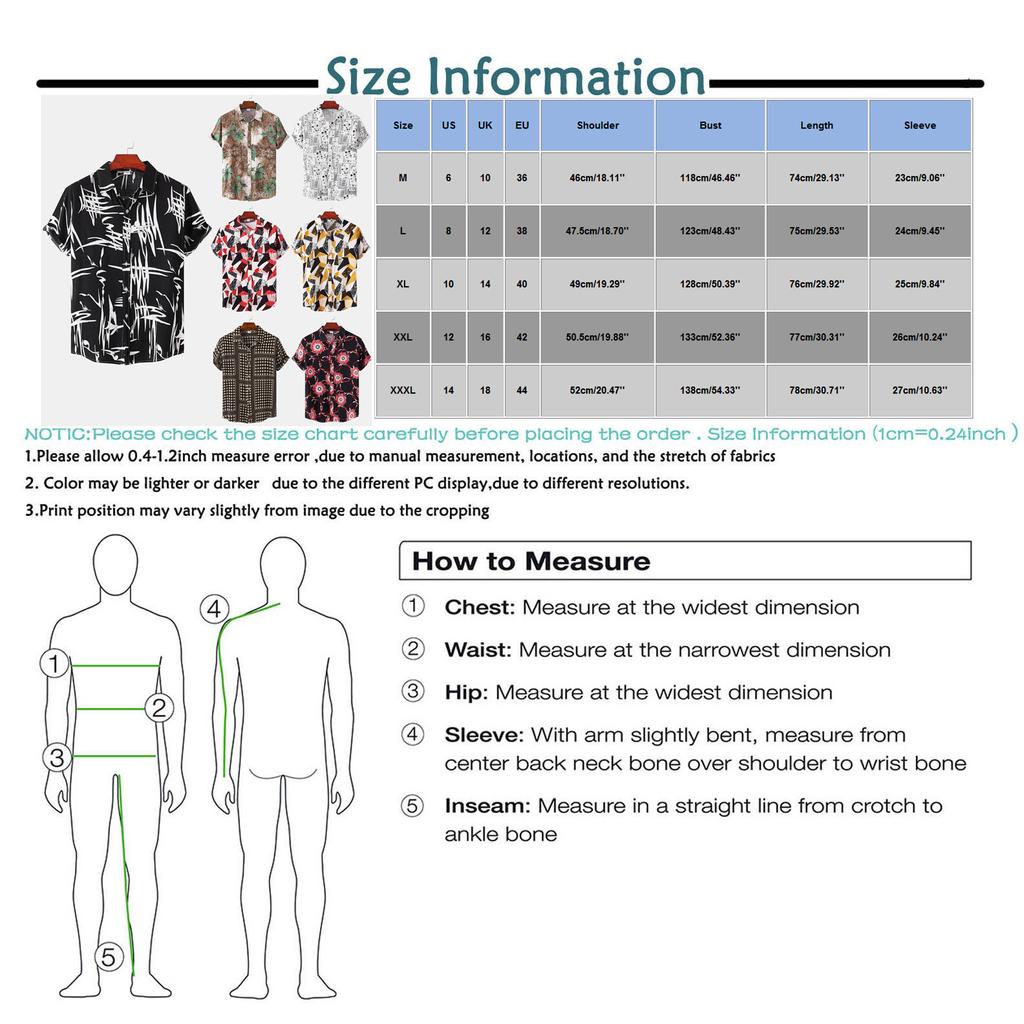 Men's Summer Vacation Casual Hawaiian Short Sleeve Printed Top Breathable Comfortable Beach Shirt