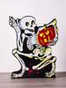 Halloween Skeleton Tabletop Decor, Skeleton Holding Pumpkin Shape, Wooden Desktop Ornaments, Spooky Home & Party Decoration Gift