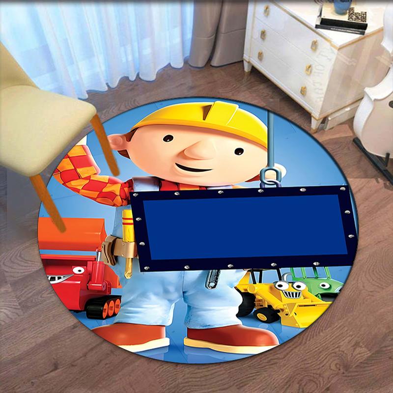שטיח עגול מודפס בוב הבנאי, שטיח כיסא, שטיח אזור, שטיחי כניסה, למשרד, לסלון, לחדר שינה, למטבח.