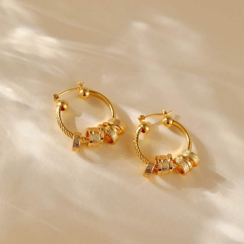 Vintage Punk Geometric Round Multi Hoop Gold Plated Earrings For Women