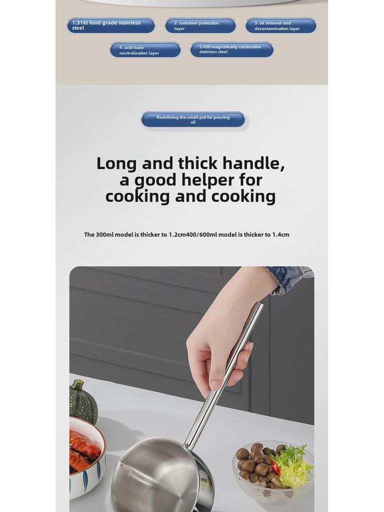 316 Stainless Steel Mini Deep Fryer & Milk Pot: Thickened Cooking Pan for Baby Food & Household Use