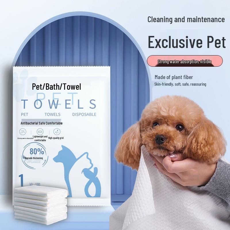 Thickened Quick-Dry Disposable Pet Bath Towel for Cats & Dogs, Individually Packaged