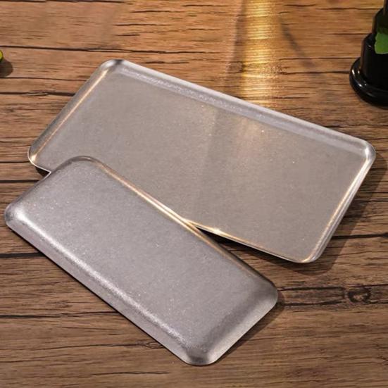 Rechteckige Edelstahl-Schale Retro Rustikale BBQ-Platte für Braten Industrieller Stil Hot Pot Gericht für Zuhause Camping Küche