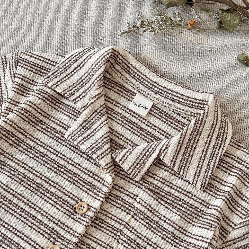 Korean Summer 2026: Boys' Striped Button Two-Piece Set