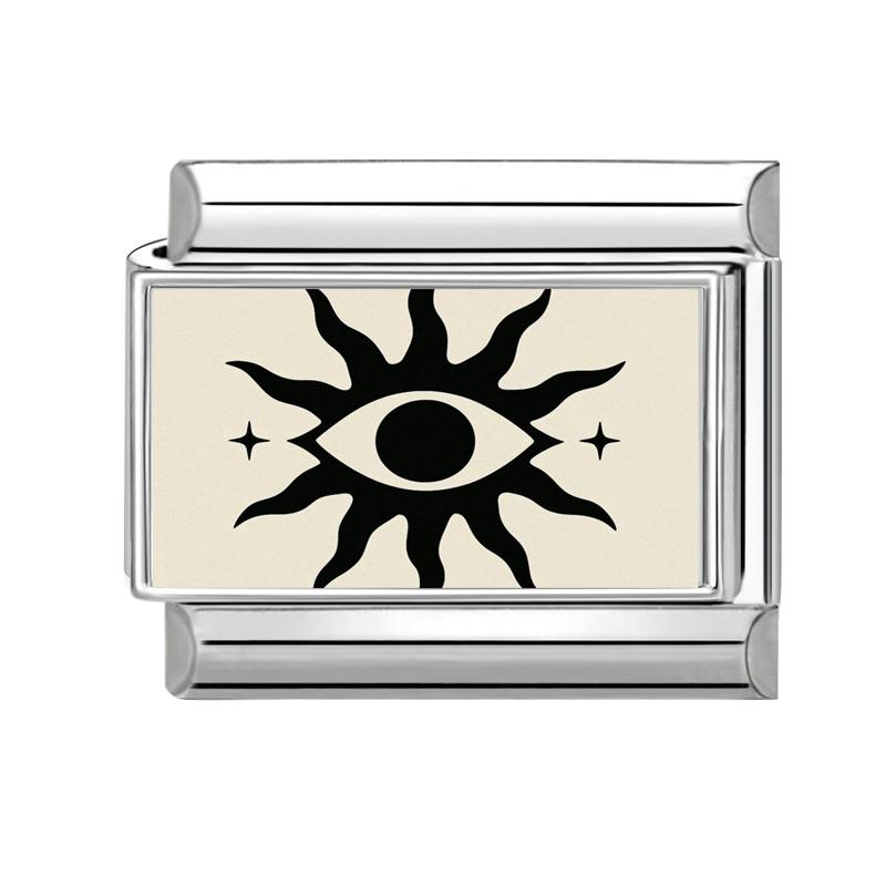 Y2K Creative Black Series Sun Moon Eye Heart Star Sunflower Cat Italian Charm Links Fit 9mm Stainless Steel Bracelet DIY Making