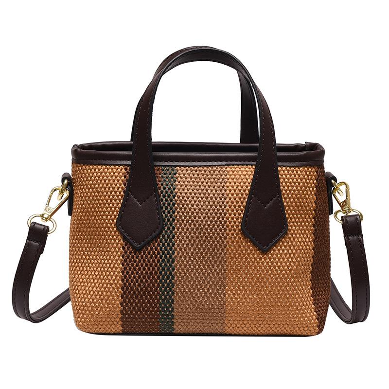Fashion Handbag Simple Vertical Stripe Large Capacity Bag Casual Trendy Light Shoulder Messenger Bag
