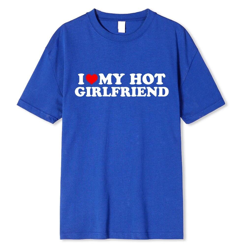 

Вінтаж Смішна I Love My Hot Girlfriend Boyfriend T-Shirt Парна графічна футболка для чоловіків Boyfriends Casual Sport Streetwear Top XS синій