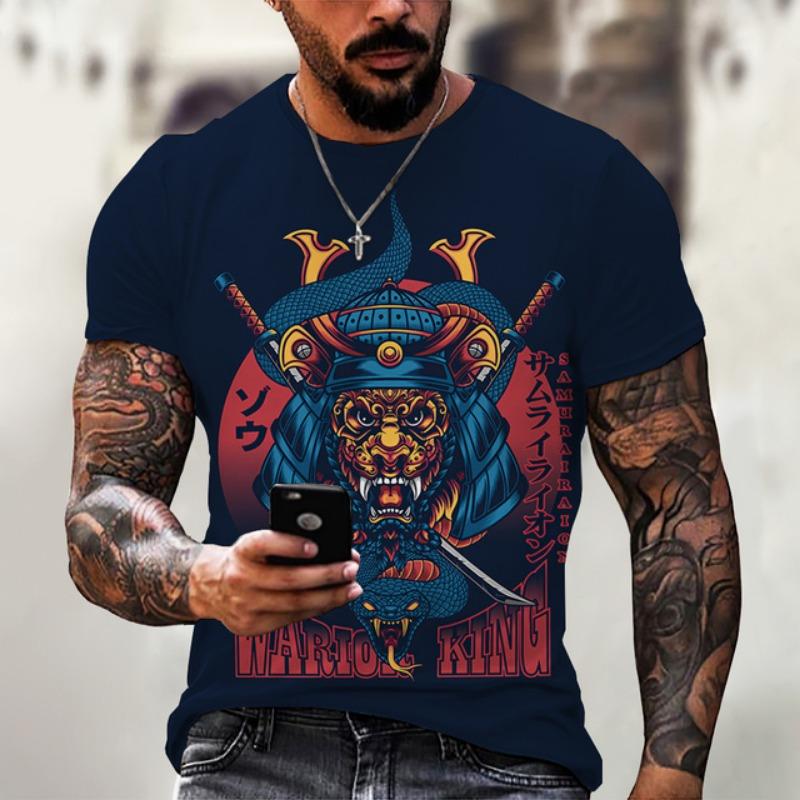 Summer Fashion Cool Japanese Samurai Men T-shirts 3D Printed Casual Trend Personality O-Neck Tees Hip Hop Harajuku Streetwear