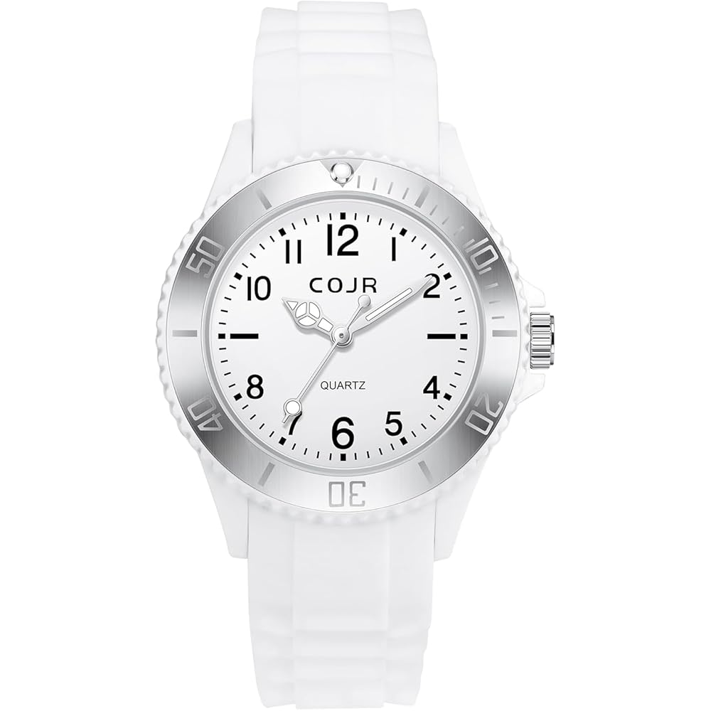Analog Watch for Students Silent Second Hand 3 ATM Water Resistant Unisex White