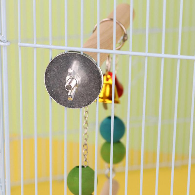 Wood Bird Swing Funny Natural Wooden Parrot Perch With Bell Training Stand Holder Exercise Stand Bird Play Gym For Parakeet
