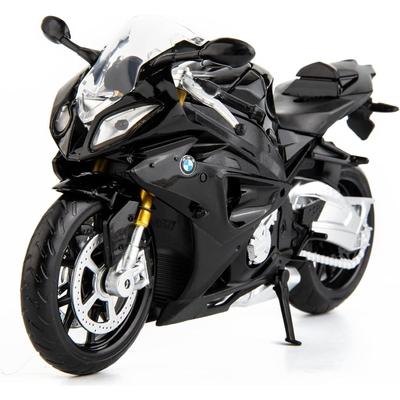 1/12 BMW S1000 Motorcycle Toy,Collector Motorcycle Modle with Display Stand and Helmet Keychain,Toy Motorcycles for 3-9 Year Old Boys Black