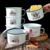 OLOEY Vintage Enamel Noodle Bowl with Lid