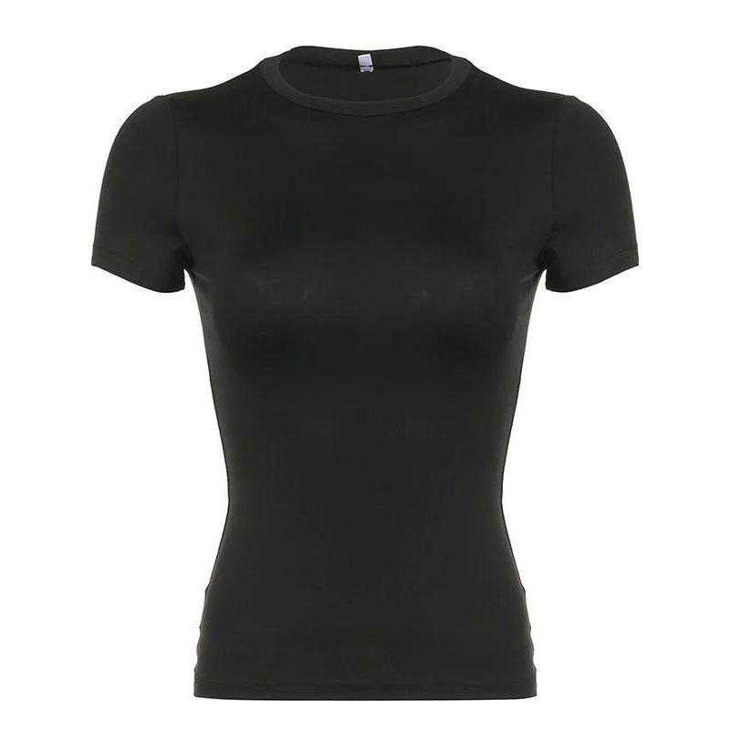 Round Neck Pullover, Slim Short Sleeves Round Neck Sexy Sexy Silm Short Sleeve