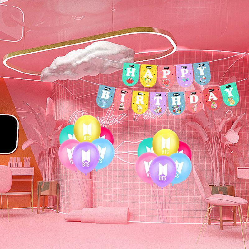 Birthday Theme Bts Party Supplies Decor Birthday Banner Cake Topper Bangtan Boys