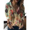 Sommer Minimalistisches Hemd mit Digitalem Blumenprint Knopfleistenhemd Oberteil für Damen Hawaiianischer Strandurlaub Lässiges Hemd