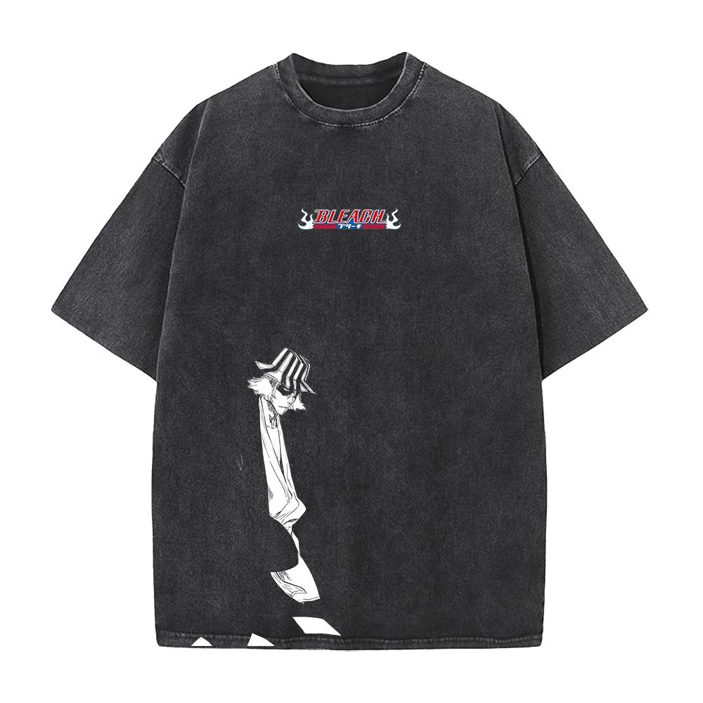 

Урахара Киске Блич Аниме Графическая Футболка Мужская Женская Футболки с Коротким Рукавом Хлопковые Футболки Винтажная Выстиранная Футболка Харадзюку Футболка Оверсайз S