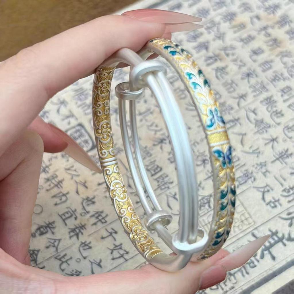 Gold Enamel Butterfly Bracelet for Zodiac Year, Women's Gift