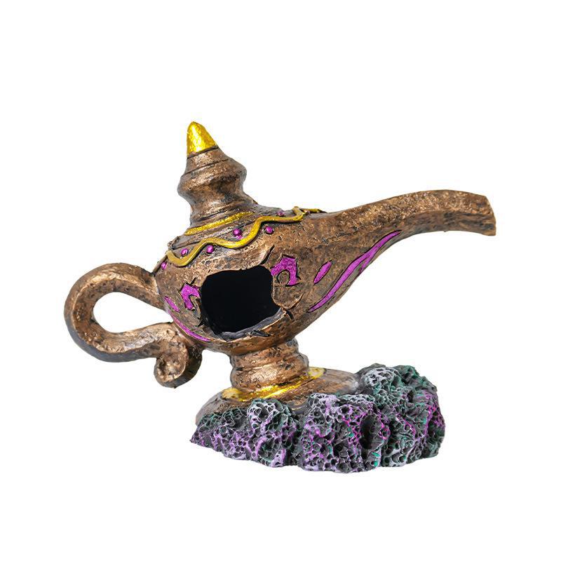 Aladdin's Magic Lamp Fish Tank Decoration: Creative Resin Aquarium and Pet Climbing Accent