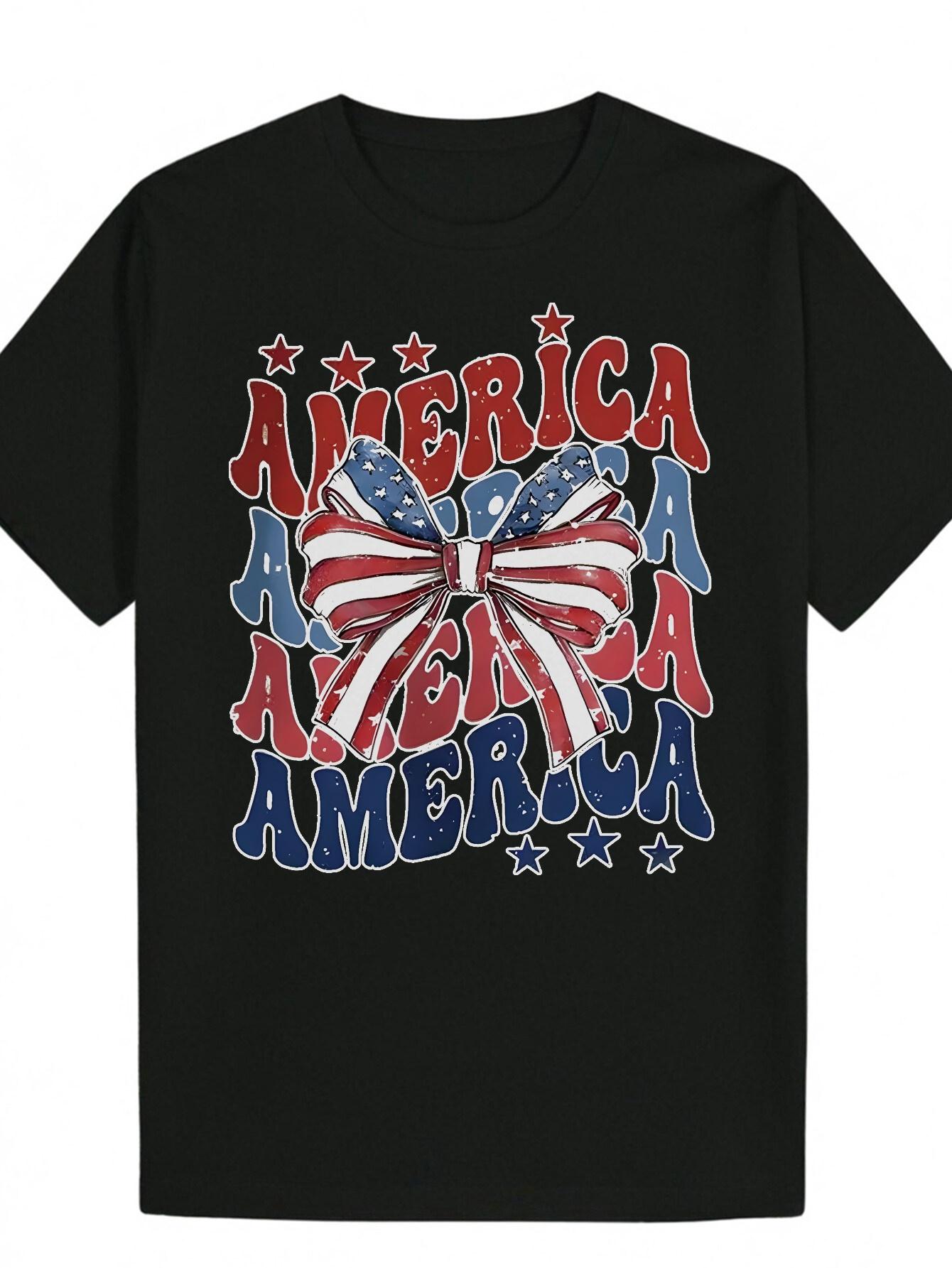 Patriotic AMERICA Graphic T-shirt - Casual Crew Neck XXXXL