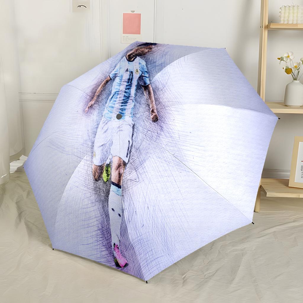 Dynamic Soccer Action Portable Automatic Umbrella with 8-Rib Durable Plastic & Iron Durable Everyday Carry Umbrella Vibrant Pattern Umbrella
