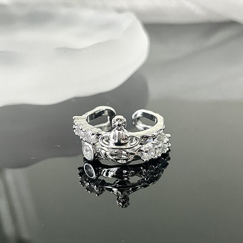 Planet Zirkon Ring Damen Nischen Design Saturn Fortgeschrittener Sinn Zeigefinger Ring Mode Persönlichkeit Offener Ring Trendig Cool