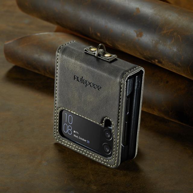 

Деловой кожаный чехол для аксессуаров для телефонов Samsung Galaxy Z Flip4 Flip 4 5g Zflip4 с защитой от падения, сумка для мобильного телефона Funda for Samsung Z Flip 4 кофейный