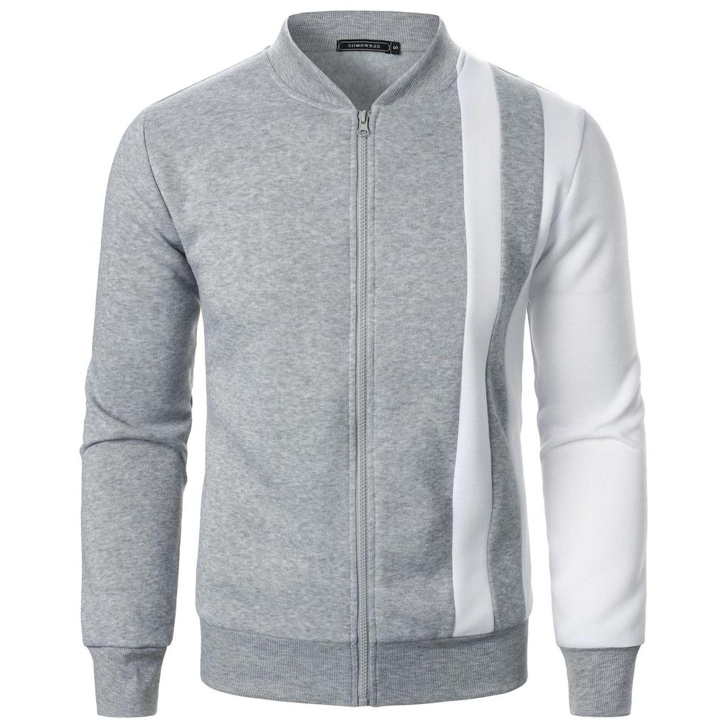 2026 New Style Zipper Stand Collar Color Matching Sweatshirt Casual Jacket Men's Casual Cardigan Sweatshirt