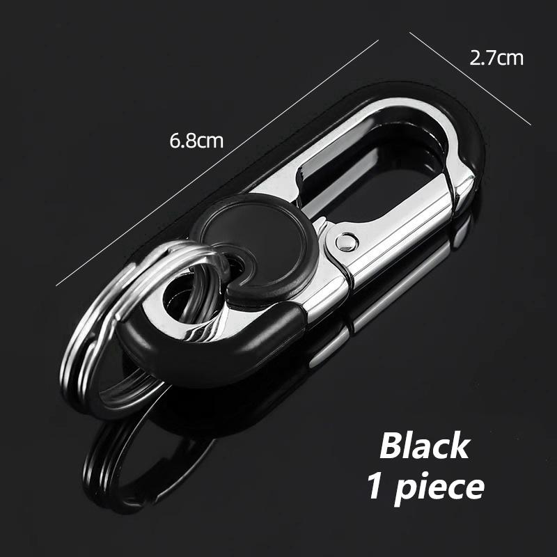 Rotatable Lock Carabiner Keychain Heavy Duty Metal Double Ring Anti-Lost Key Holder for Outdoor Hiking Camping Daily Use