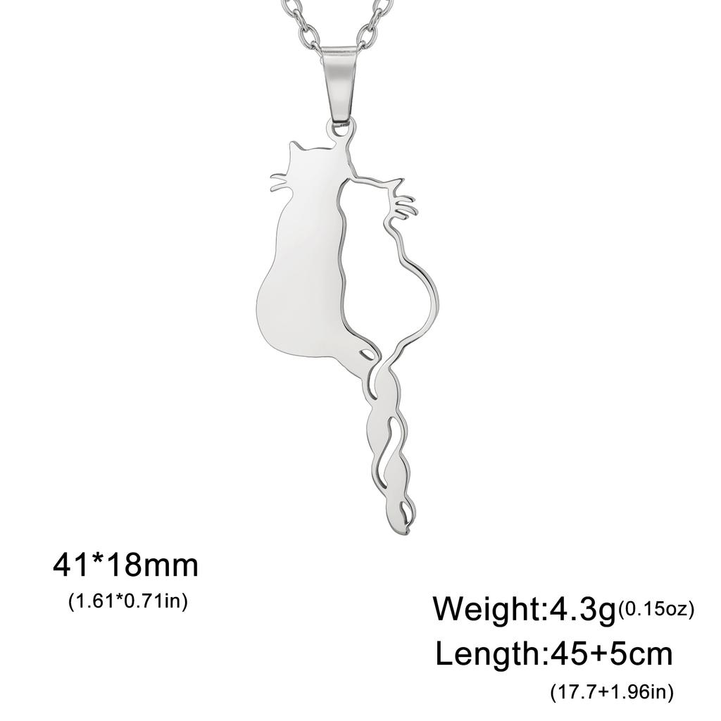 Hug Cats Necklace Women Stainless Steel Jewelry Cute Animal Pet Hugging Pendant Lovely Kitten Neck Chain Fashion Christmas Gifts