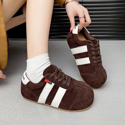 Großer Kopf lässig leichter Mund einzelne Schuhe Farbabstimmung Ballerinas Herbst Retro vielseitig leicht Board Schuhe Schnürschuhe Sportschuhe