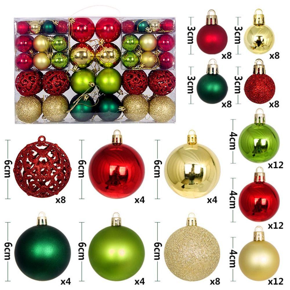 High-quality Plastic Christmas Ball Set 8 Colors 3-6cm Xmas Ornament Ball Suspensable Xmas Baubles Party