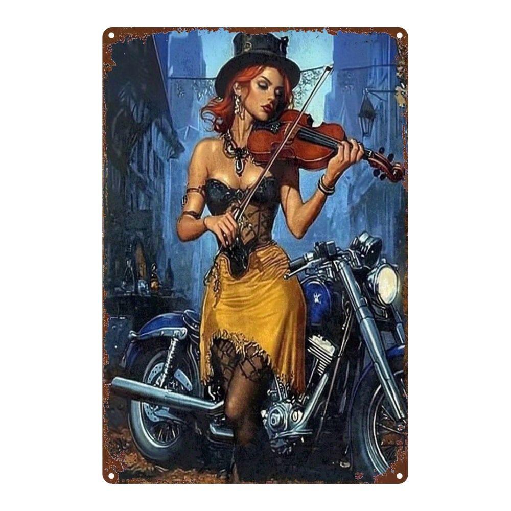 Vintage Motorcycle Metal Tin Sign Retro Biker Garage Wall Decor Industrial Style Art
