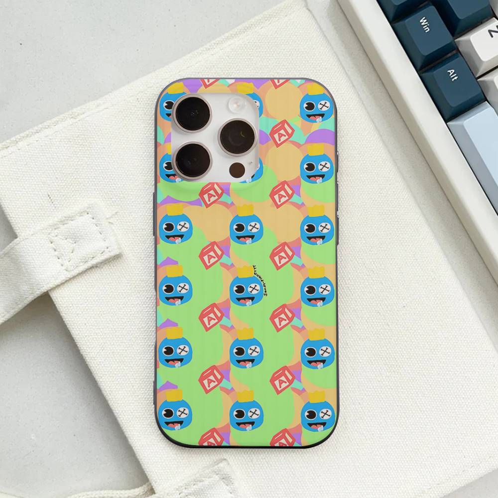 Cartoon R-Rainbow Friends Wave Corrugated Phone Case For IPhone 17 Air 16 15 14 13 11 12 Pro Max Plus Matte Cover