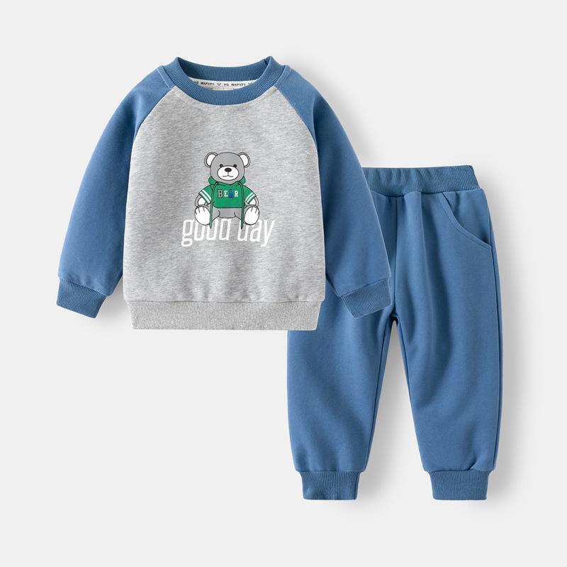 WAPYPY 2025 Boys' Cartoon Sweatshirt and Sweatpants Set - 2-Piece Kids' Outfit